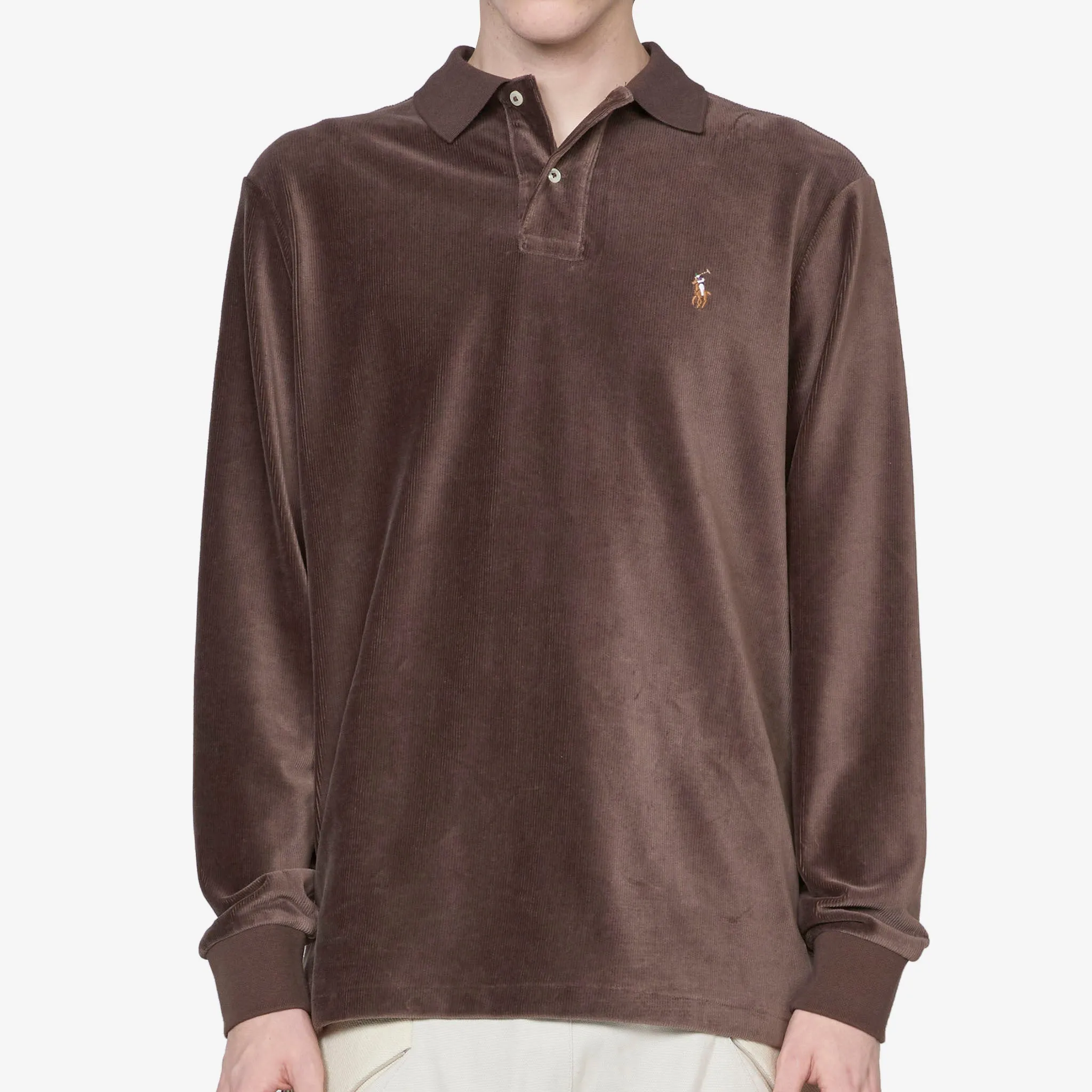 Classic Fit Knit Corduroy Polo Shirt Circuit Brown