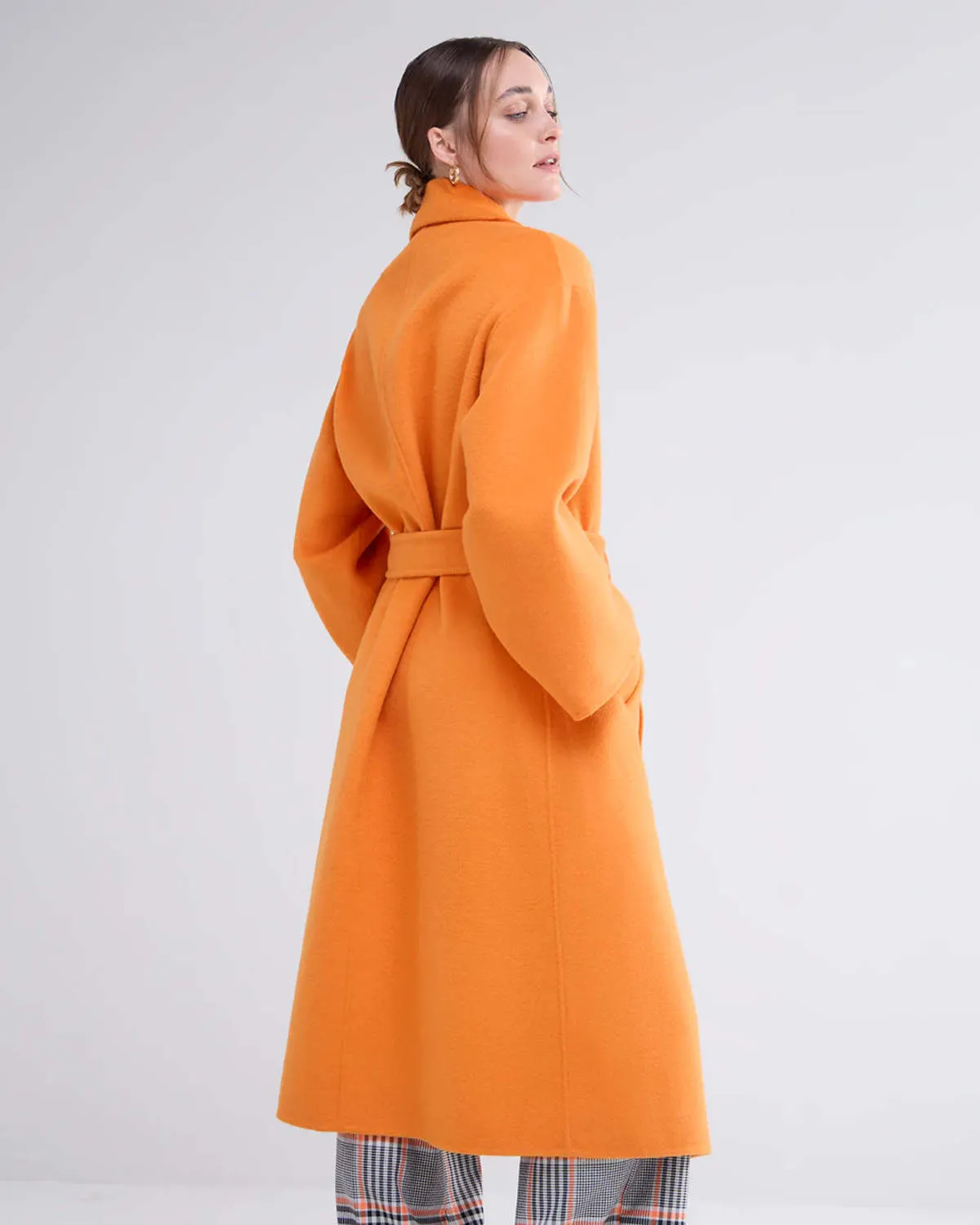 Classic Long Wool Coat - orange