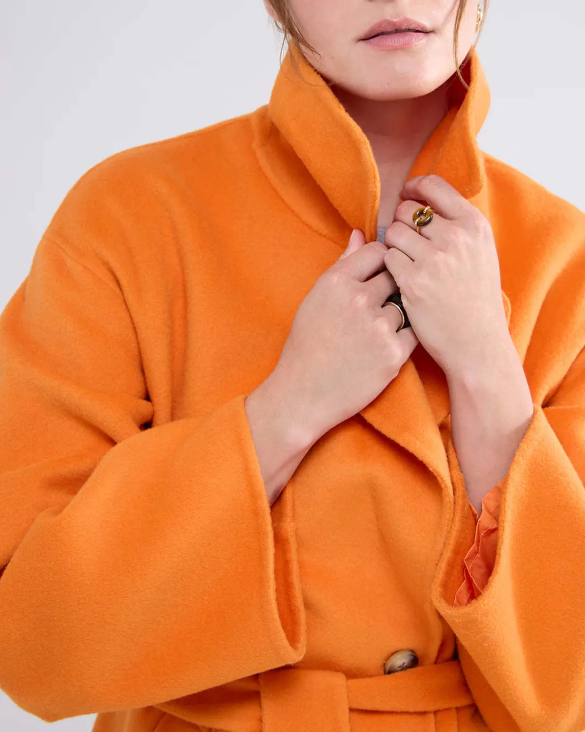 Classic Long Wool Coat - orange