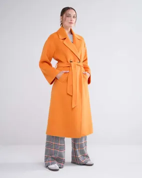 Classic Long Wool Coat - orange