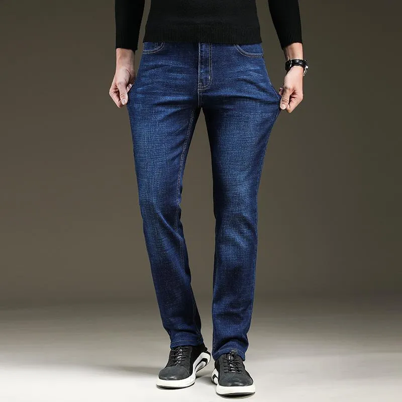 Classic Style Pure Slim-Fit Stretch Jeans - Business Fashion Denim Pants