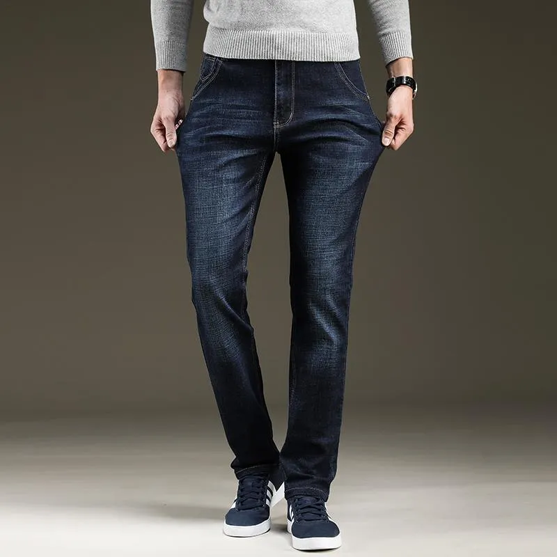 Classic Style Pure Slim-Fit Stretch Jeans - Business Fashion Denim Pants