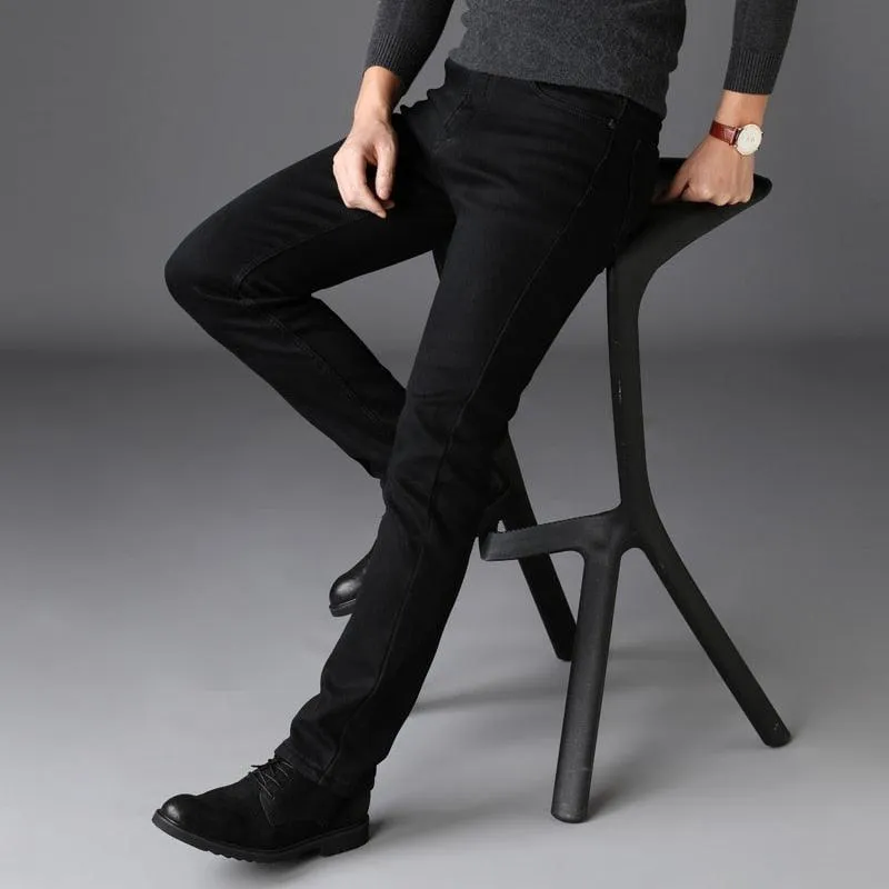 Classic Style Pure Slim-Fit Stretch Jeans - Business Fashion Denim Pants