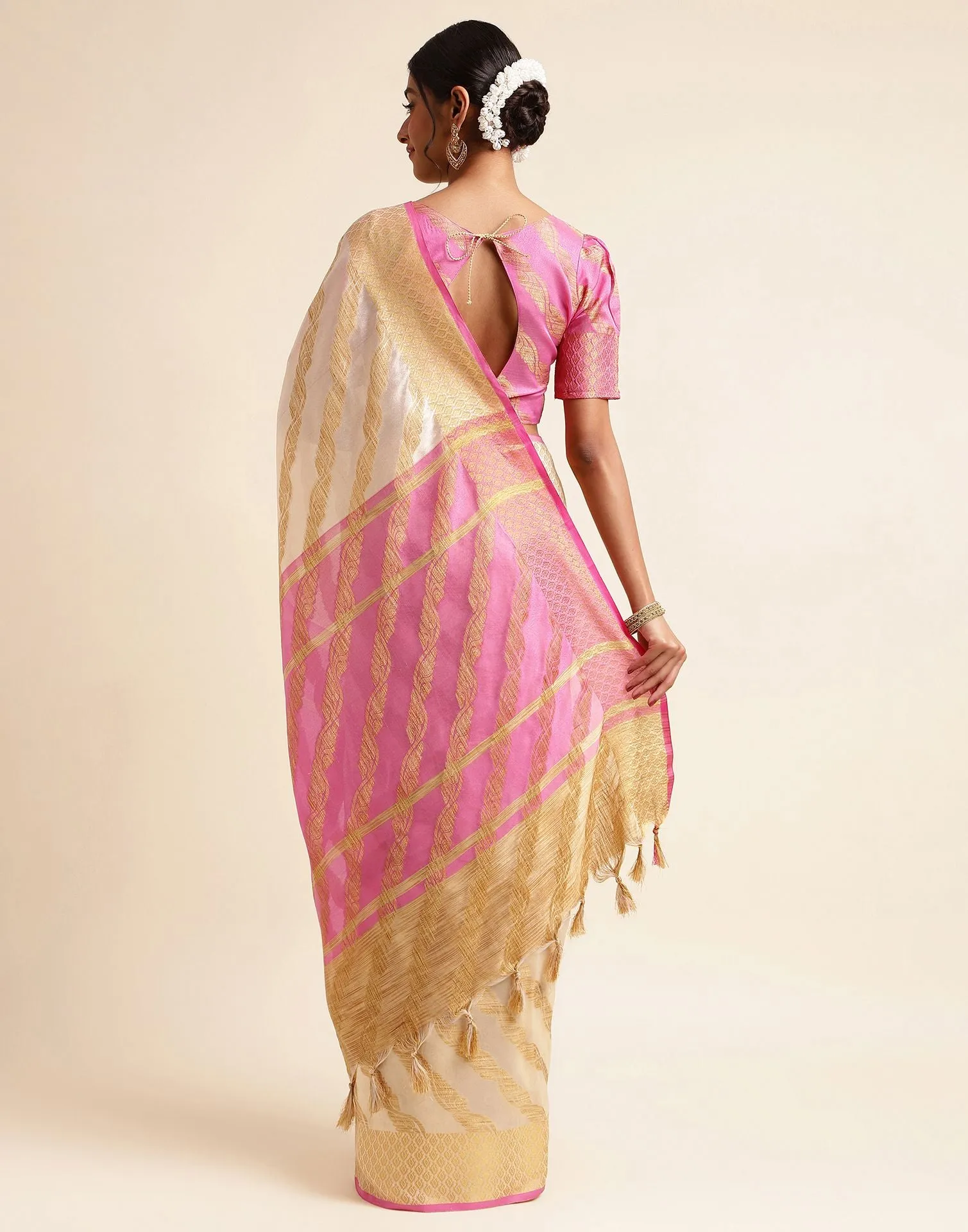 Cream Silk Saree