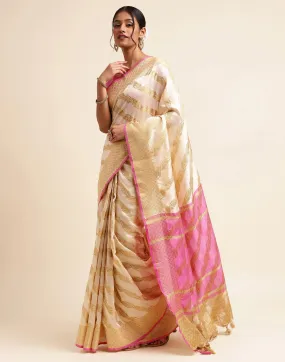 Cream Silk Saree