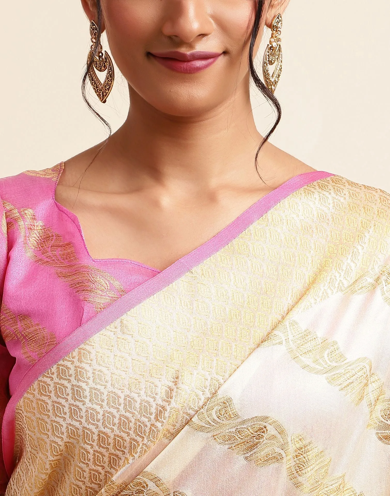 Cream Silk Saree