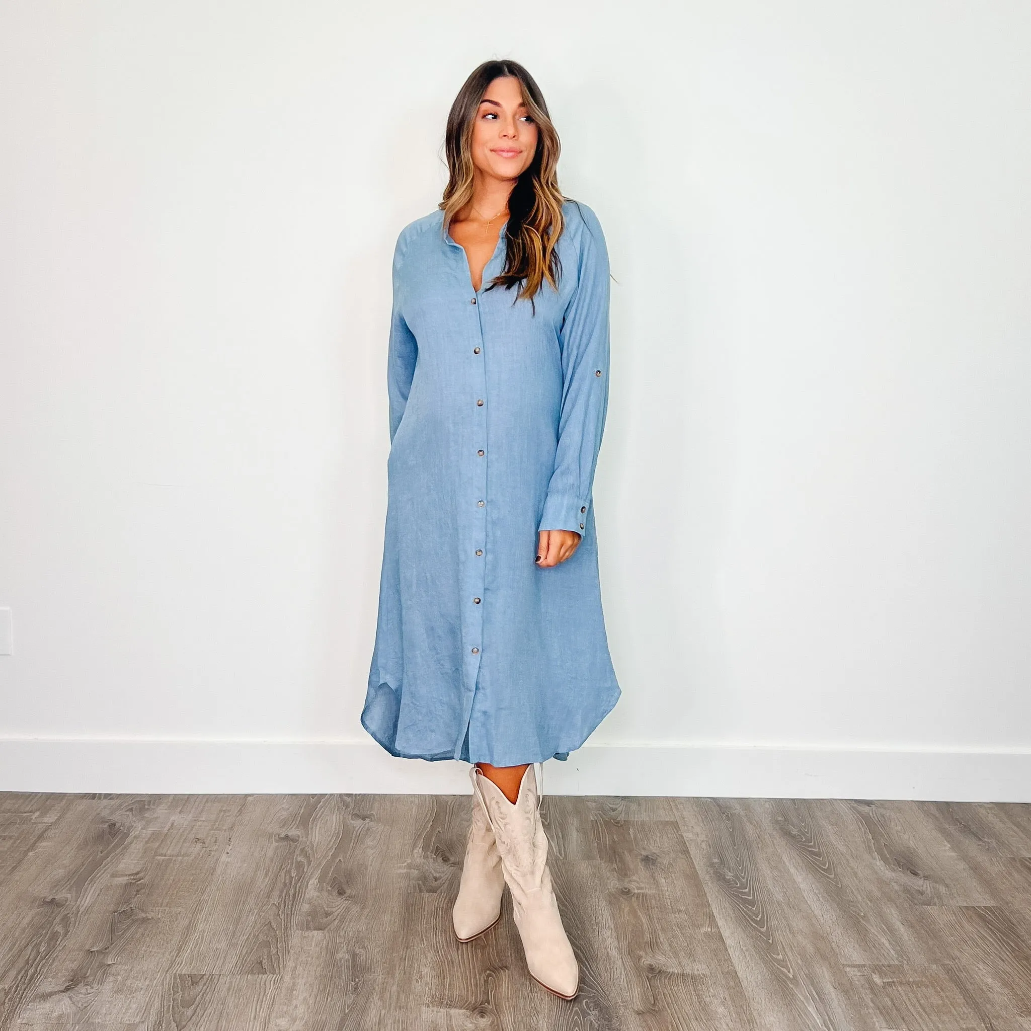 Denim Blue KC Button Down Dress