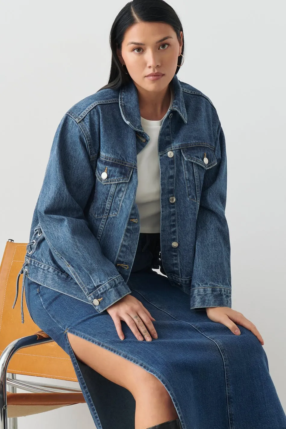 Denim lacing jacket