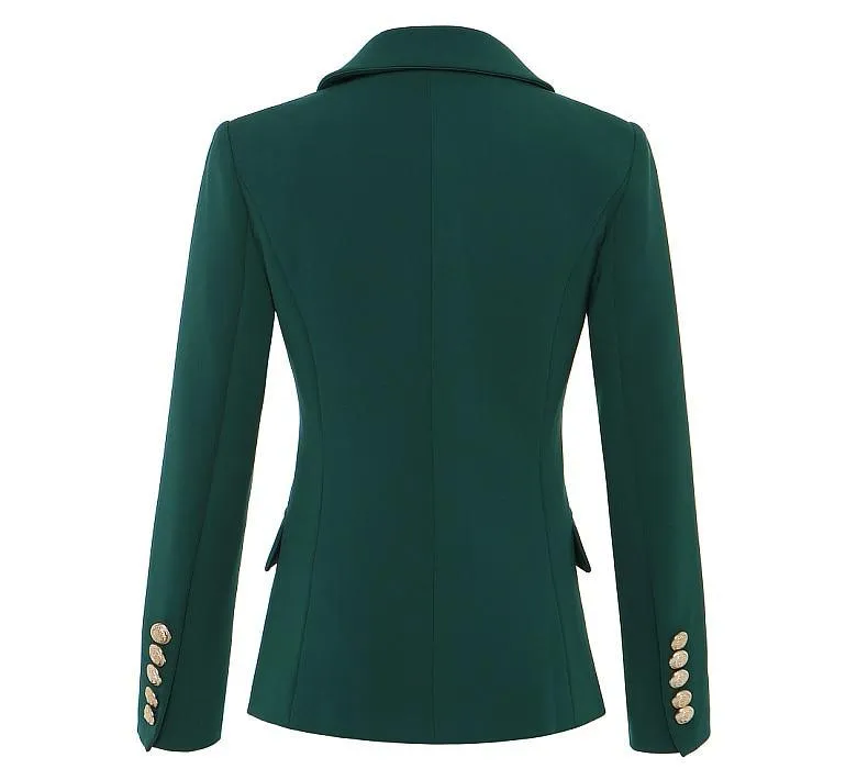 Double Breasted Dark Green Blazer For Women