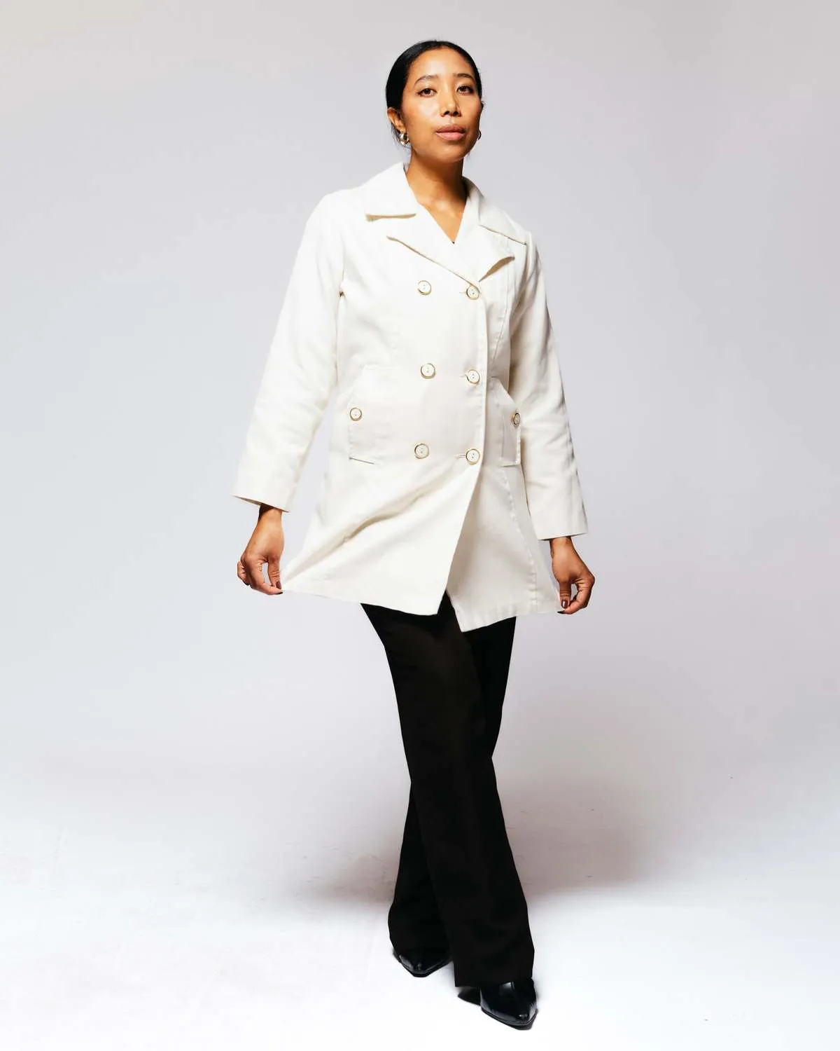 Double Breasted Trench Coat - Cream