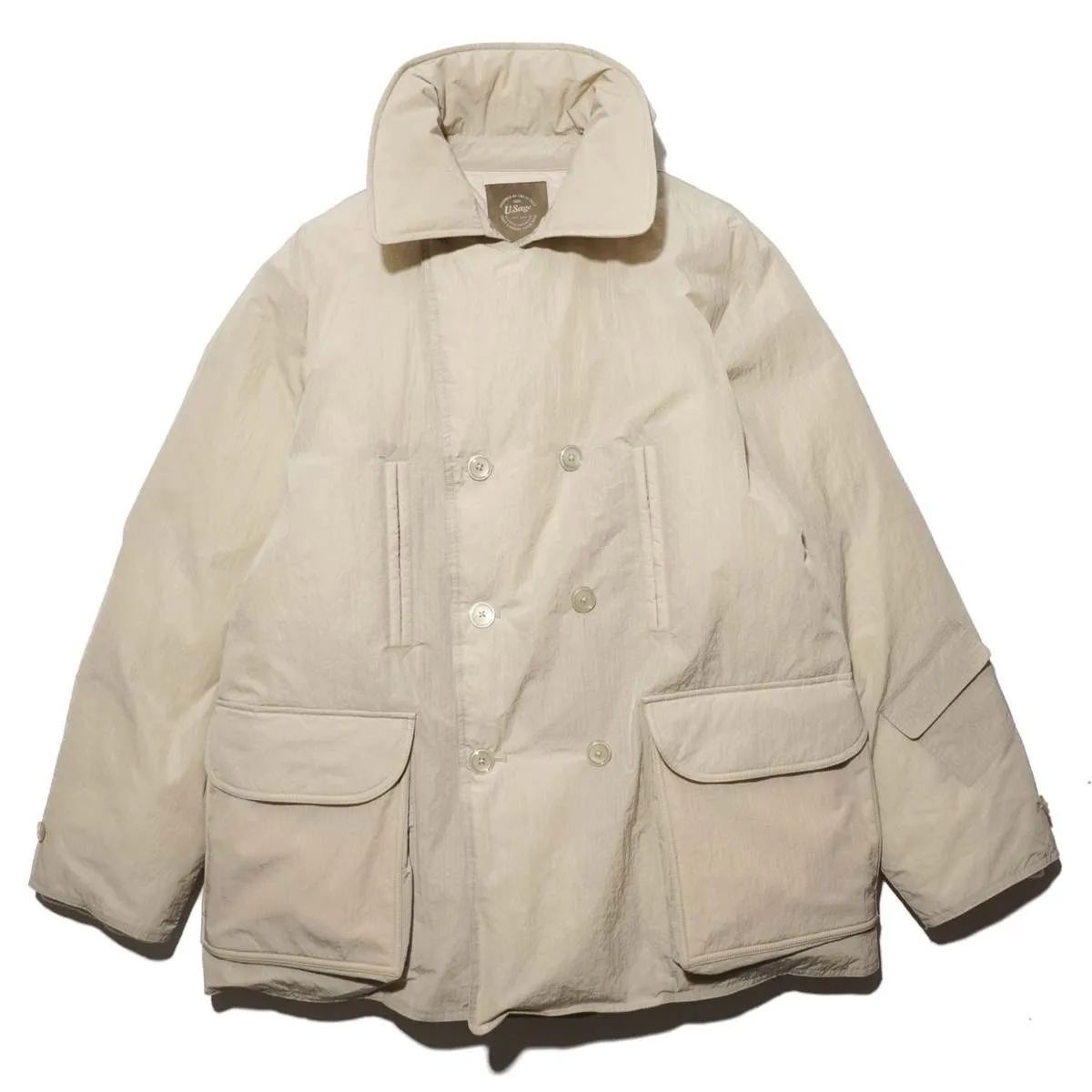 DOWN RIPSTOP PEA COAT - BEIGE