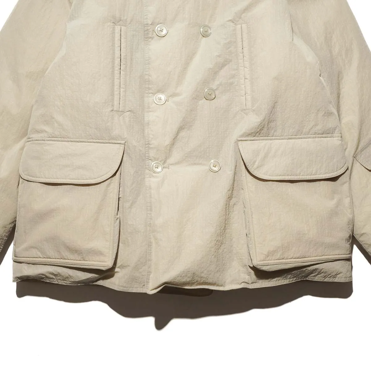 DOWN RIPSTOP PEA COAT - BEIGE