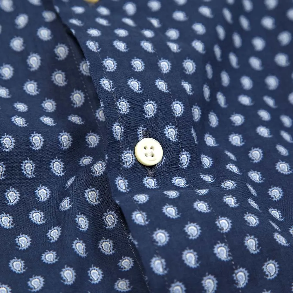 Edifice Paisley Print Button Down ShirtNavy