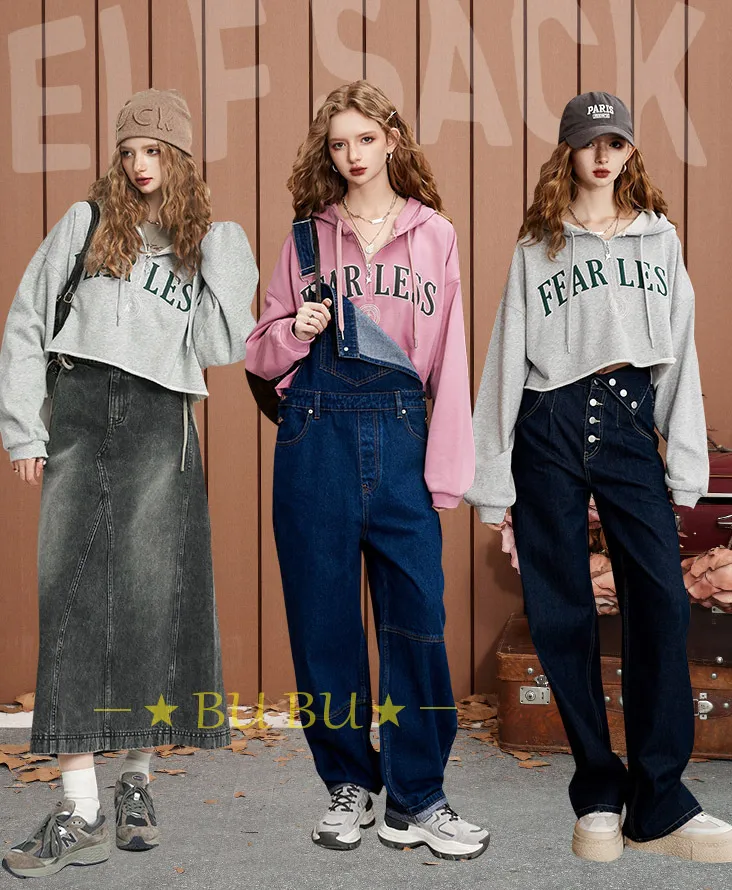 ELF SACK  |Monogram Sweat Blended Fabrics Street Style Long Sleeves