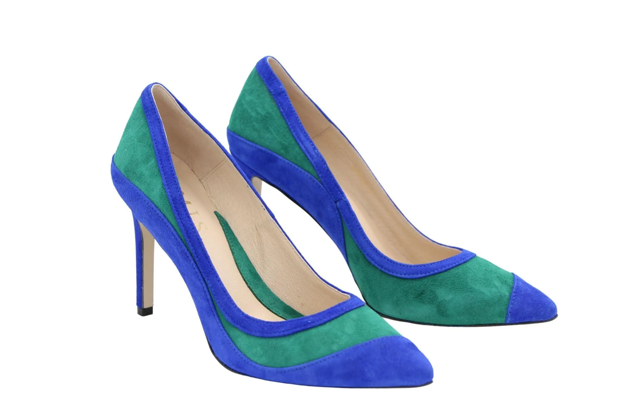 EMIS Royal Blue Green  Suede Pointed Toe Shoe