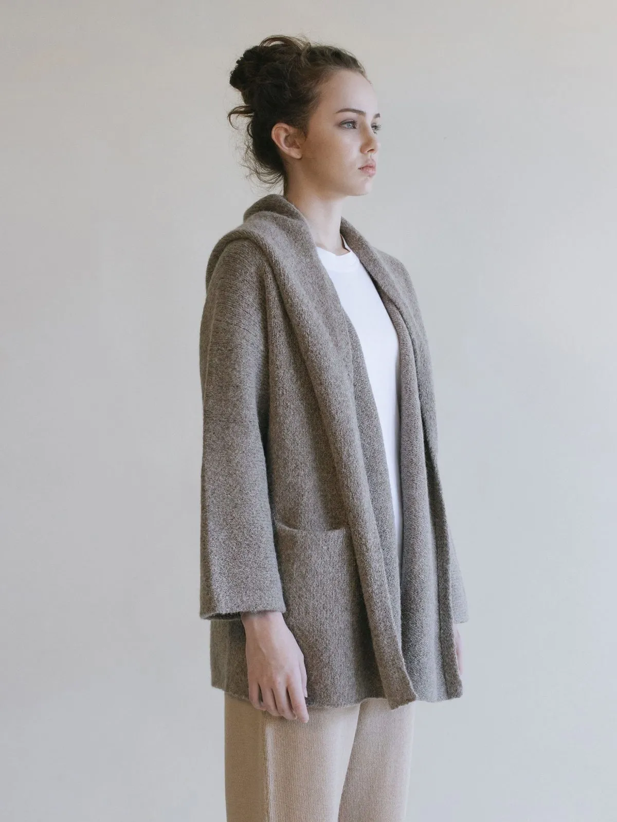 Enca Car Hooded Coat - Taupe