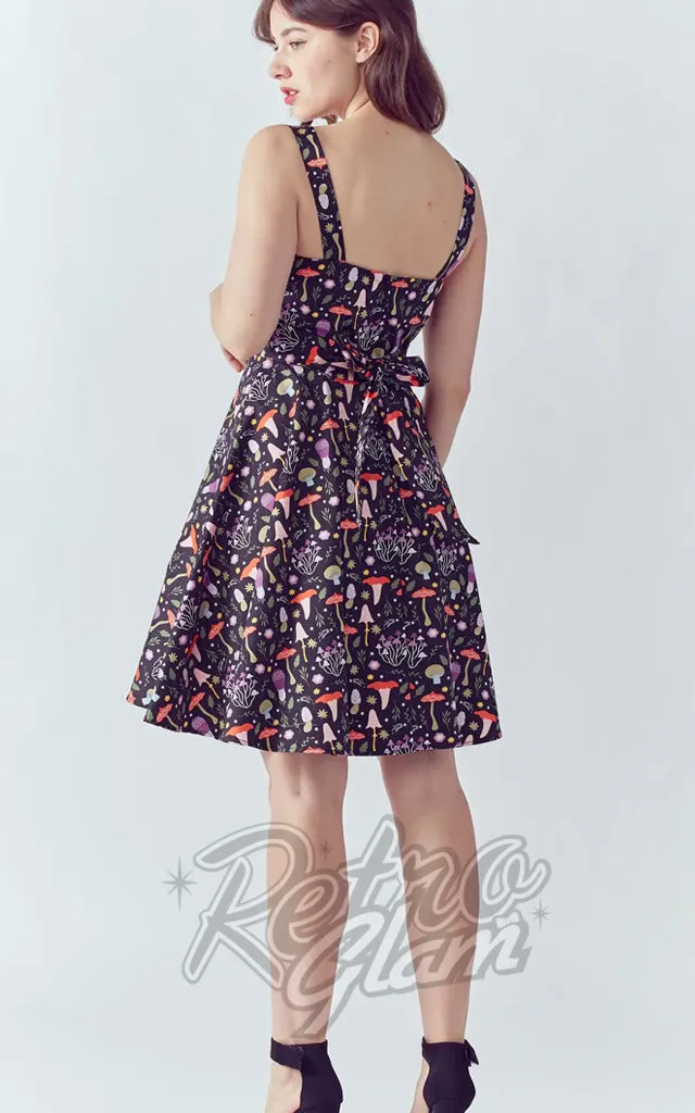 Eva Rose Sweetheart Dress in Lavendar Mushroom Print - M only