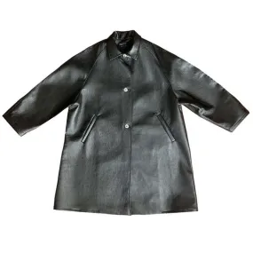 Faux Leather Coat - Black