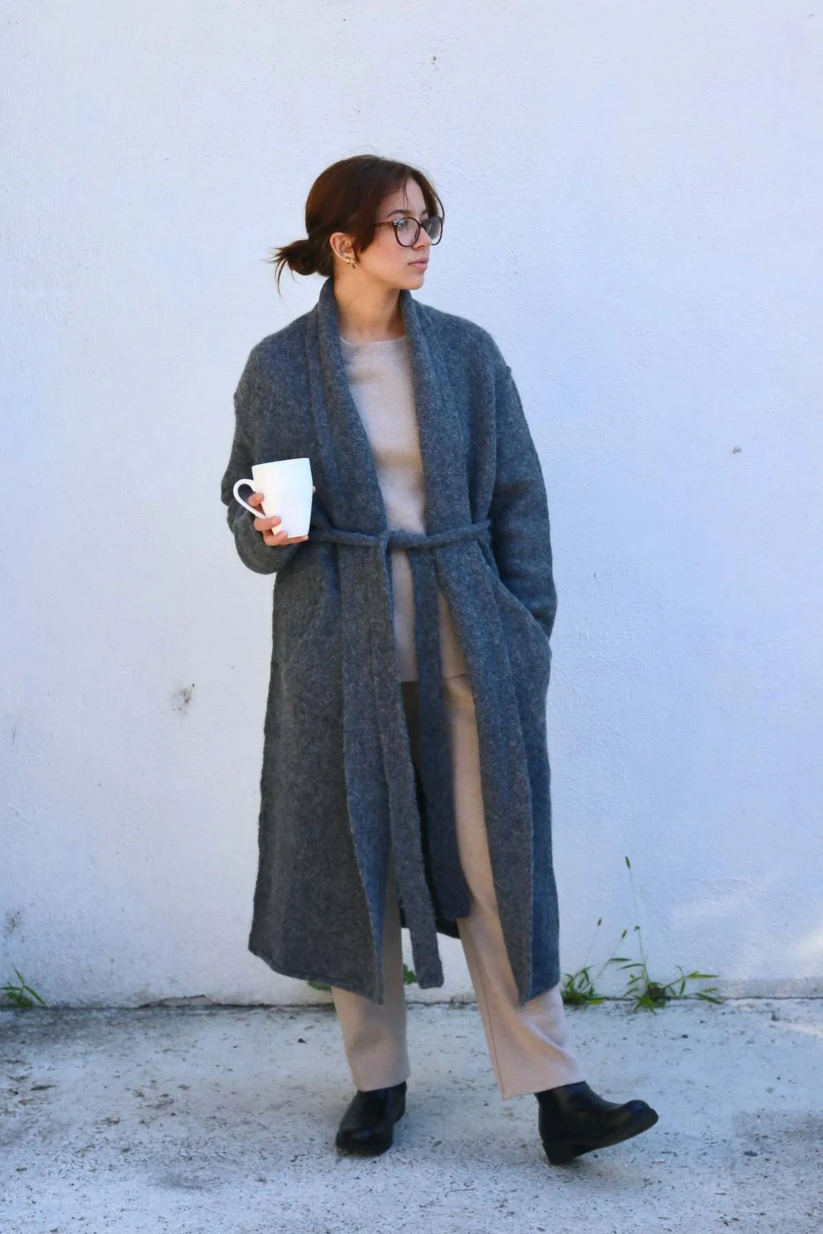 Felted Wrap Coat - Ash