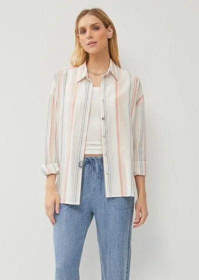 FINAL SALE - Blush Multicolor Striped Button Down