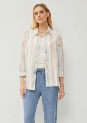 FINAL SALE - Blush Multicolor Striped Button Down