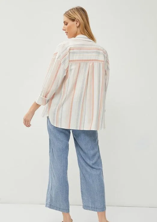 FINAL SALE - Blush Multicolor Striped Button Down