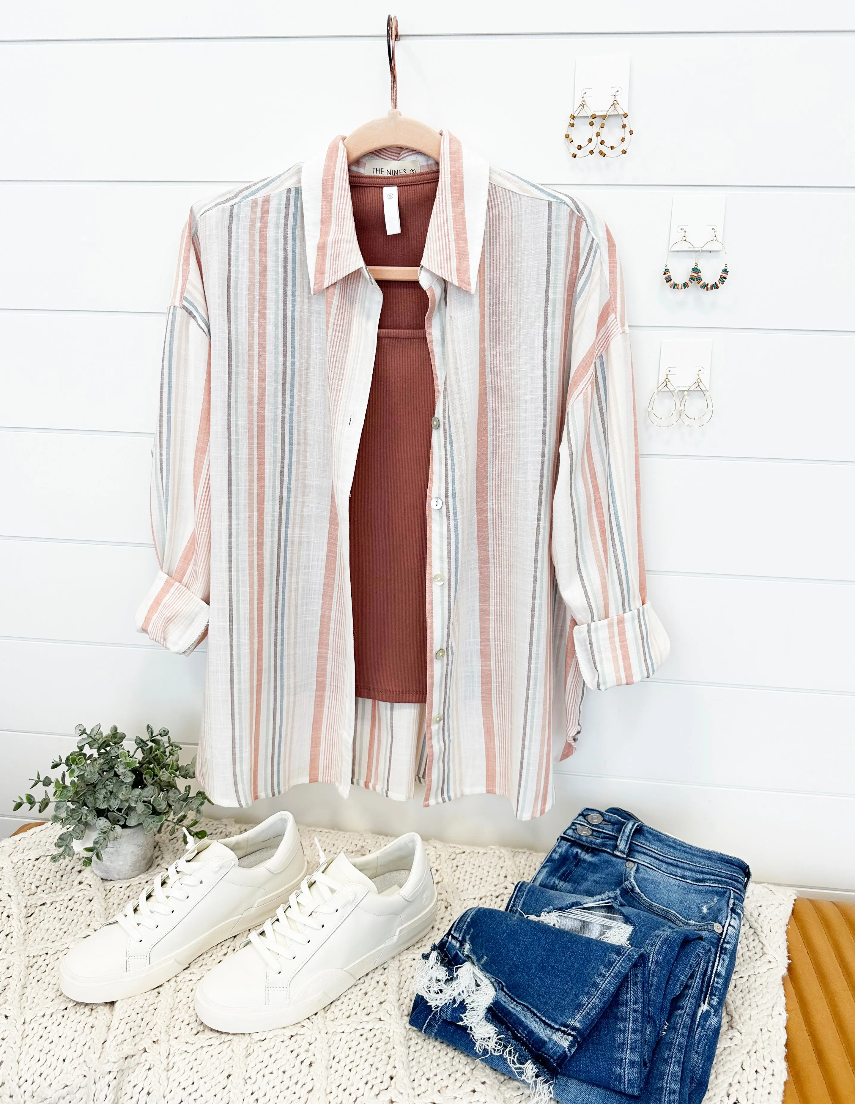 FINAL SALE - Blush Multicolor Striped Button Down