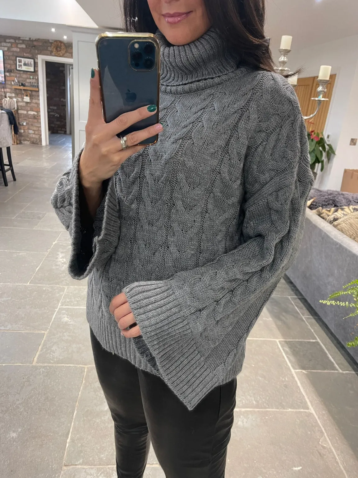 Flare Sleeve Cable Knit Jumper Agness