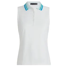 G/FORE Pleated Collar Silky Tech Nylon Ladies Sleeveless Golf Polo Snow