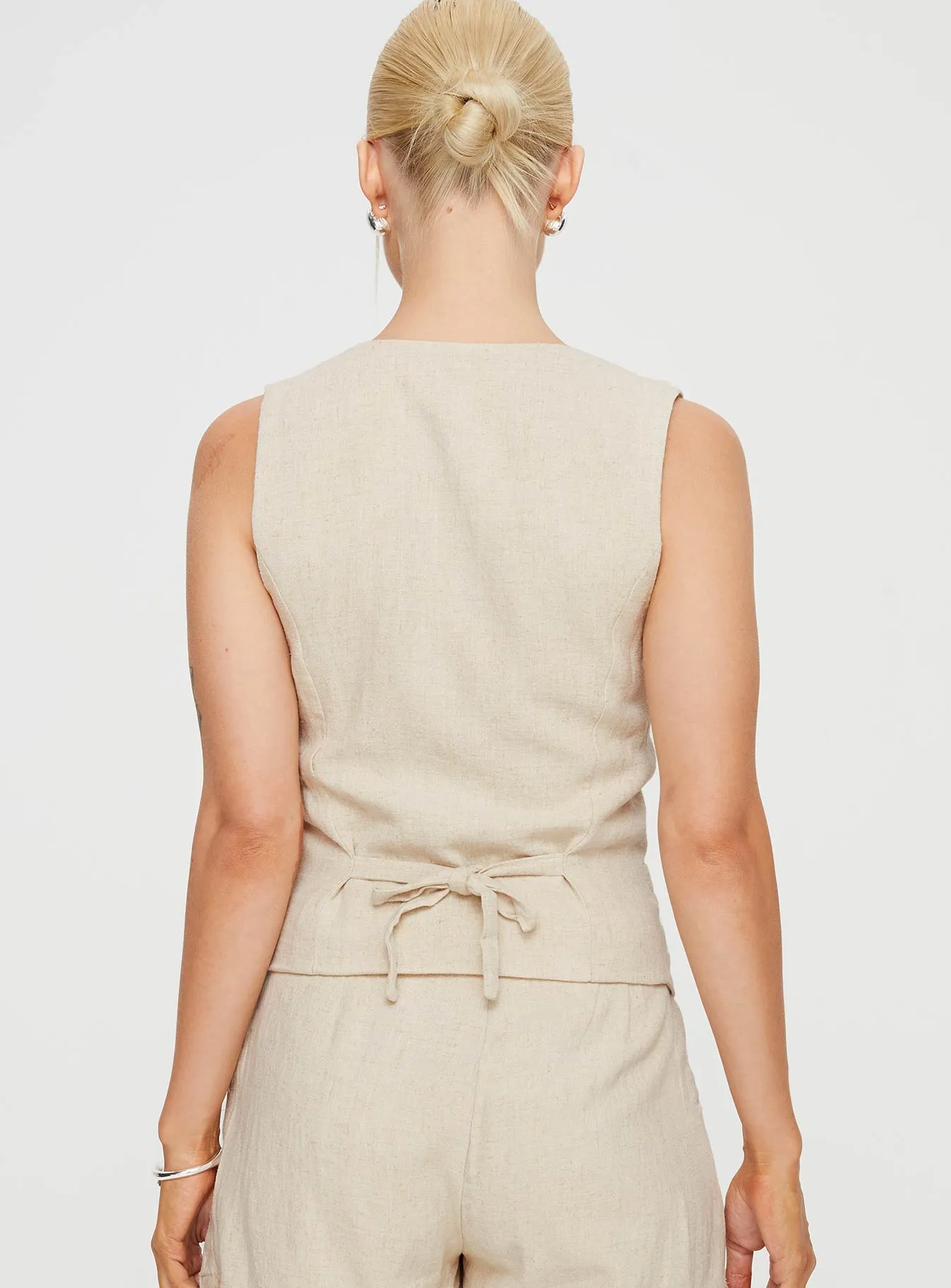 Ginger Linen Blend Vest Beige