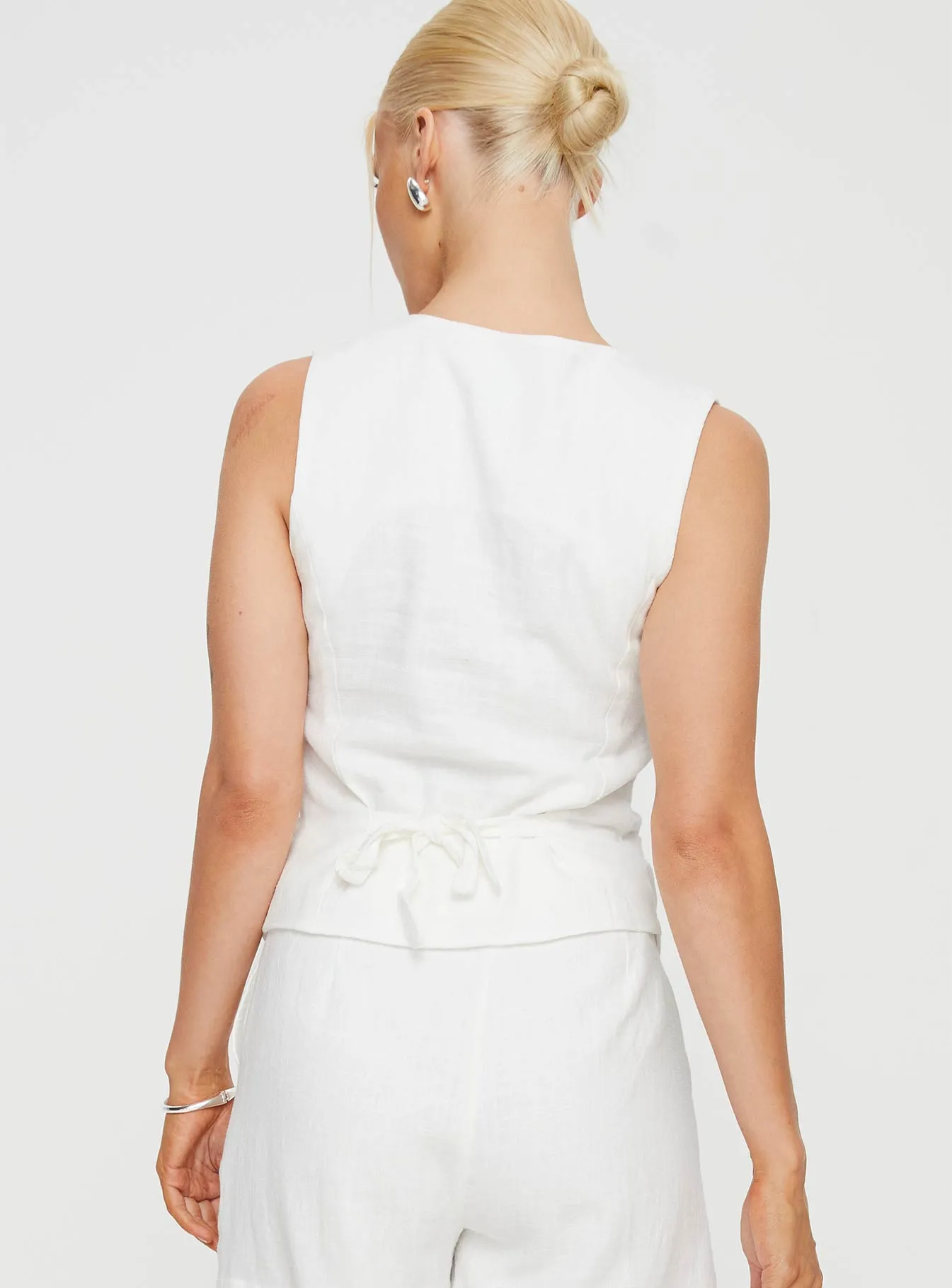 Ginger Linen Blend Vest White