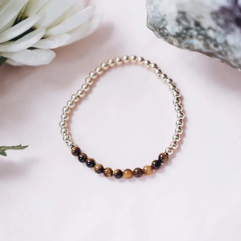 Gold Beaded Gemstone Bracelets - 4 mm