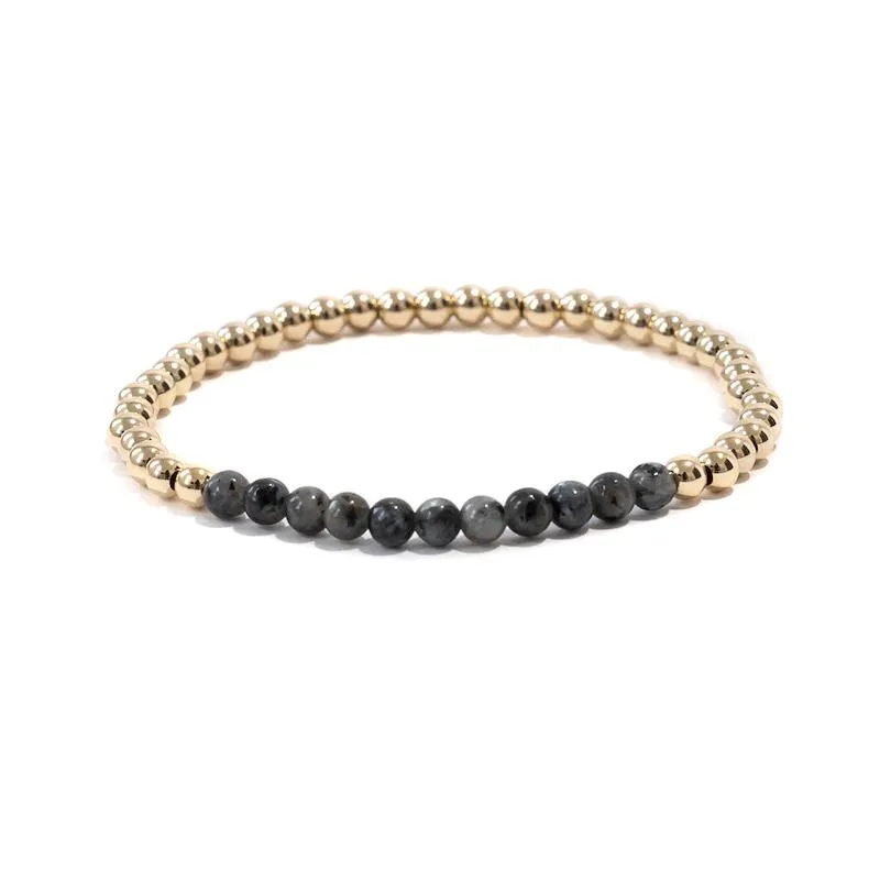 Gold Beaded Gemstone Bracelets - 4 mm