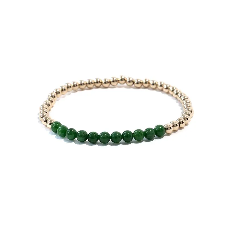 Gold Beaded Gemstone Bracelets - 4 mm