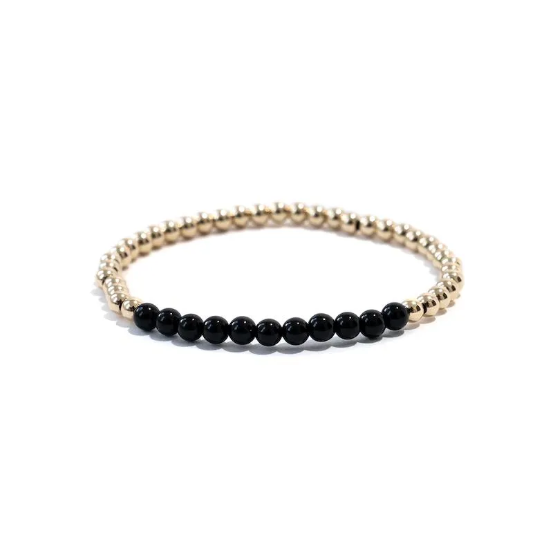 Gold Beaded Gemstone Bracelets - 4 mm