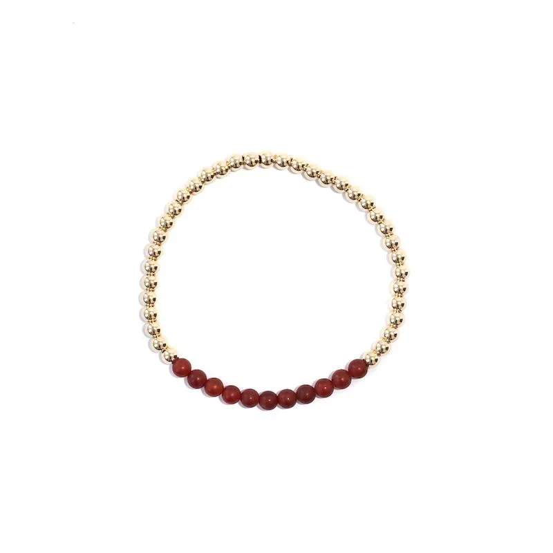 Gold Beaded Gemstone Bracelets - 4 mm