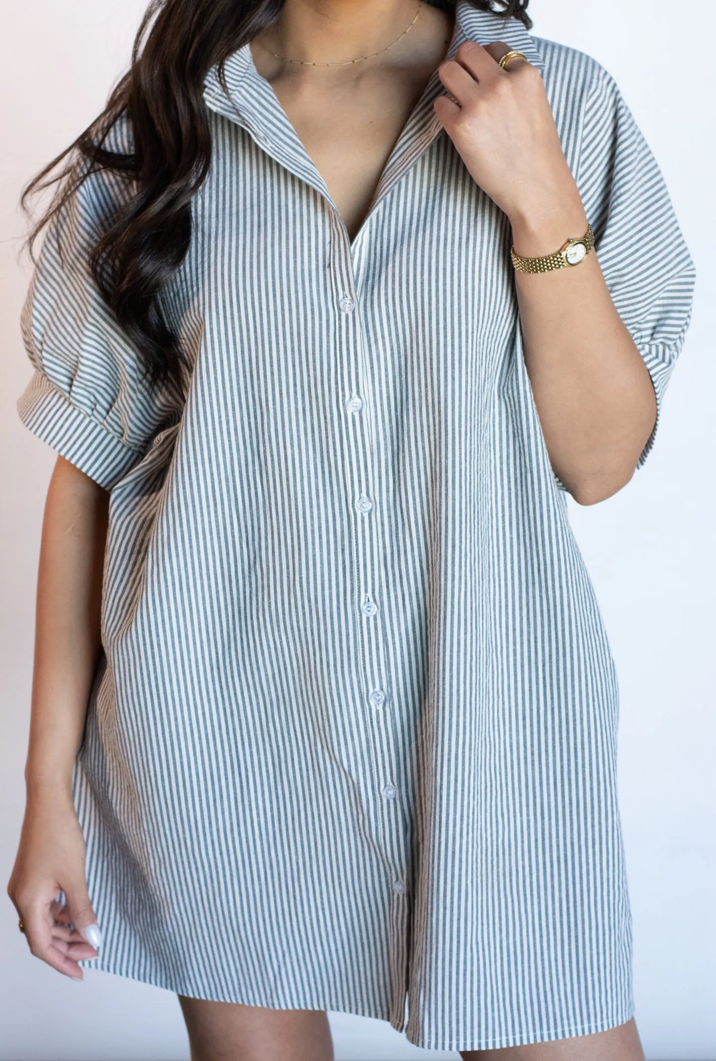 Graceful Darling Striped Button Down Dress