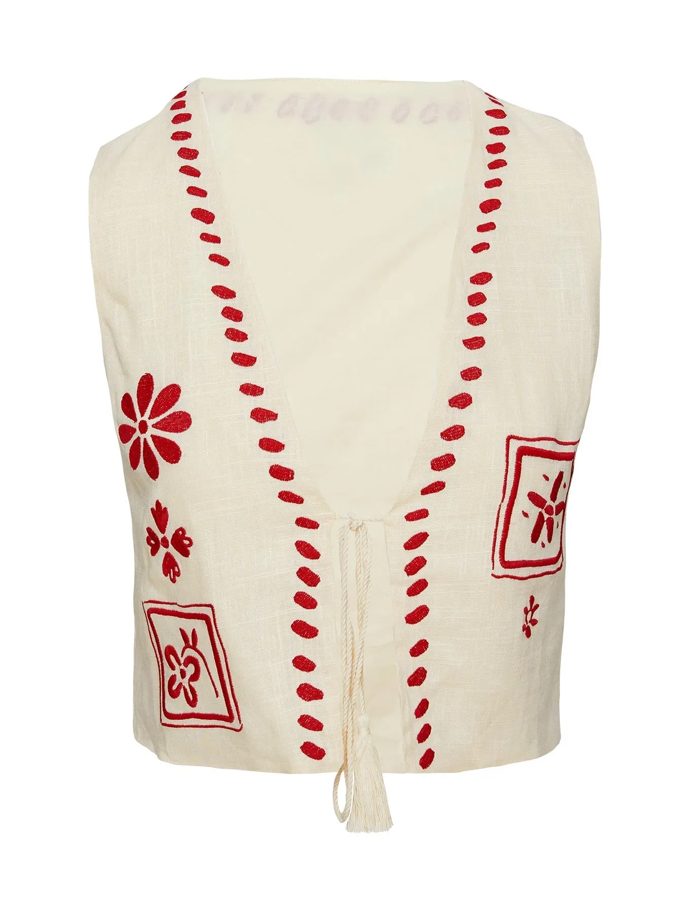 Grazia Vest Top Cream / Red