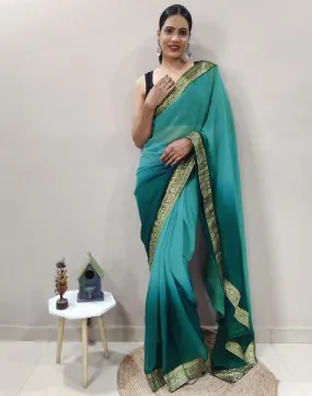 Green Plain Saree