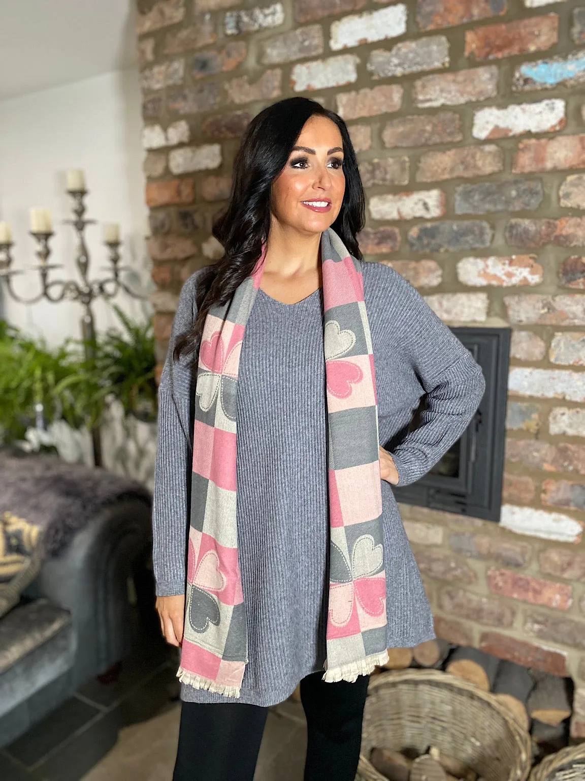 Grey Ribbed V Neck Knit Victoria