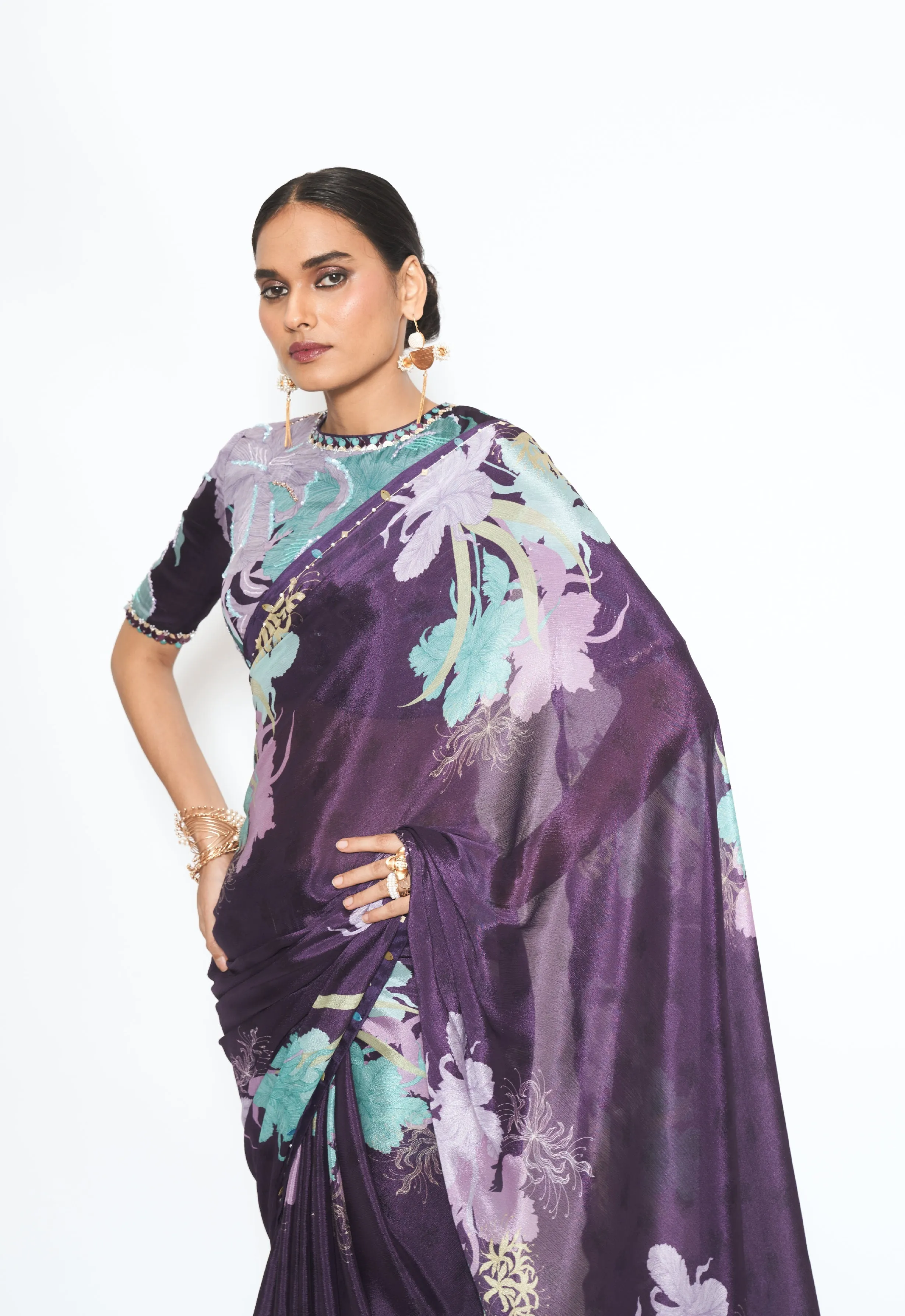 Halle saree- Dewberry