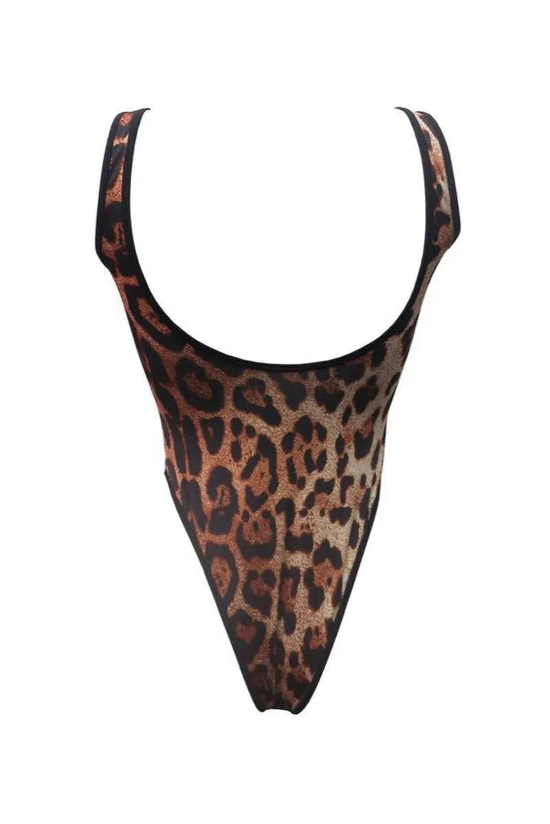 Hamade Activewear Classic High-cut Bodysuit - Leopard