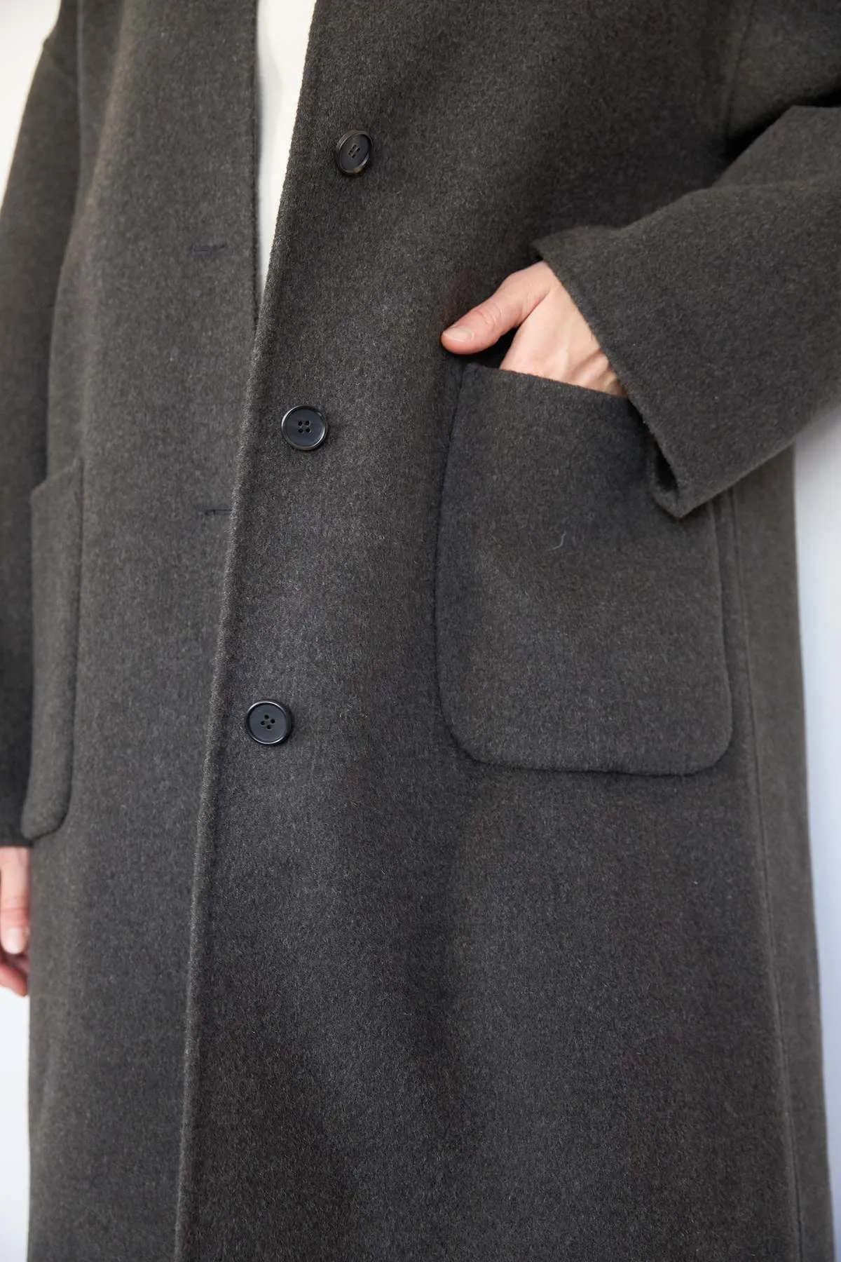 Handmade Wool Maxi Coat - Charcoal Brown