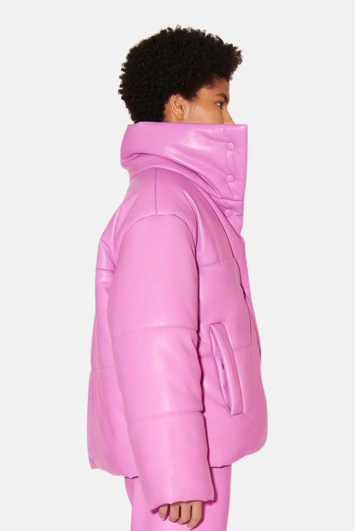 Hide Puffer Coat - Super Pink