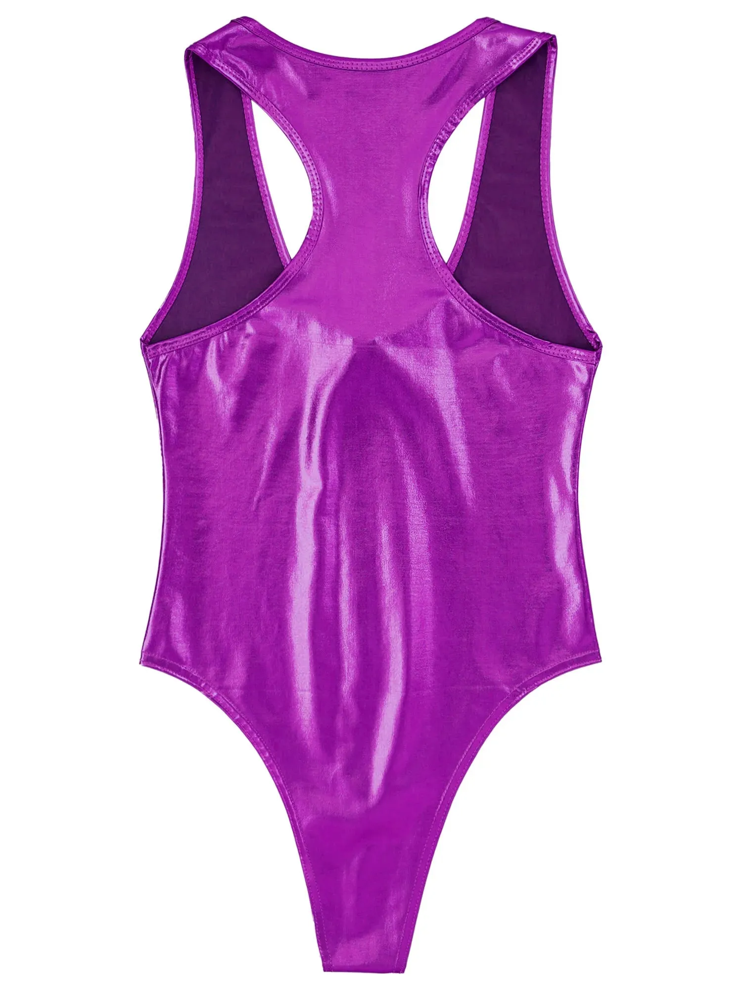 High-Collar Satin Glossy Bodysuit