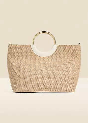 Hoop Raffia Tote Bag by Sosandar | Look Again