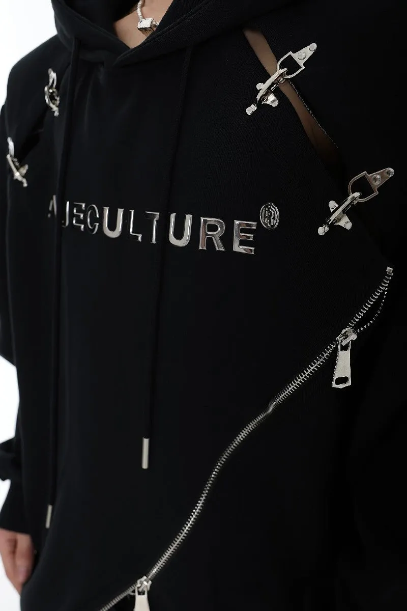 Irregular Zipper Logo Sweater