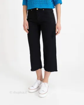 Jeans culotte vita alta sfrangiato