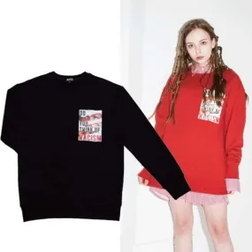 JUSTO  |Unisex Studded Street Style U-Neck Long Sleeves Plain Cotton