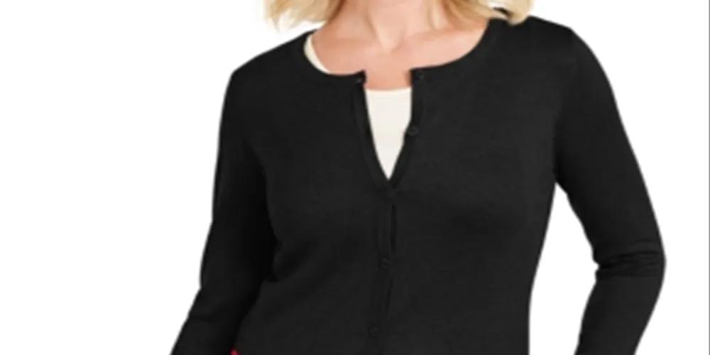 Karen Scott Women's Colorblocked Cardigan Black Size X-Small